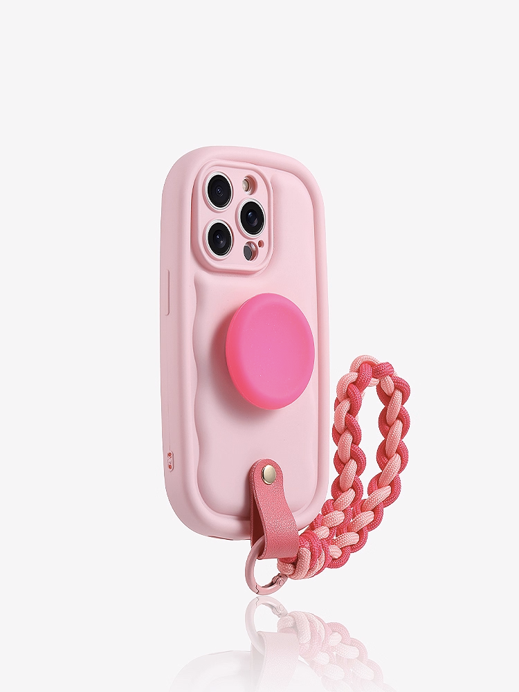 Shockproof Yellow Air Cushion Lanyard Phone Case – Full-Body Soft Bubble Cover with Strap